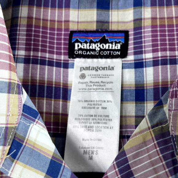 Red and Blue Plaid Men's Patagonia Button Front Shirt M - Picture 3 of 5
